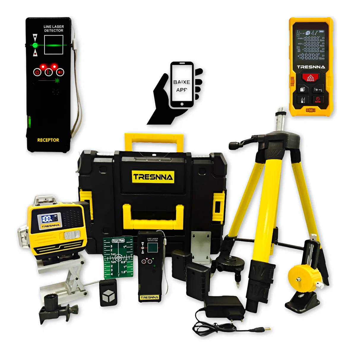 Nível Laser 16 Linhas Digital, Receptor 60 M, 2 Baterias – TN-G16LD Tresnna